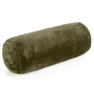 Poduszka wałek 15x45 cm oliwkowa z miękkiej futrzanej tkaniny  NINA Eurofirany
