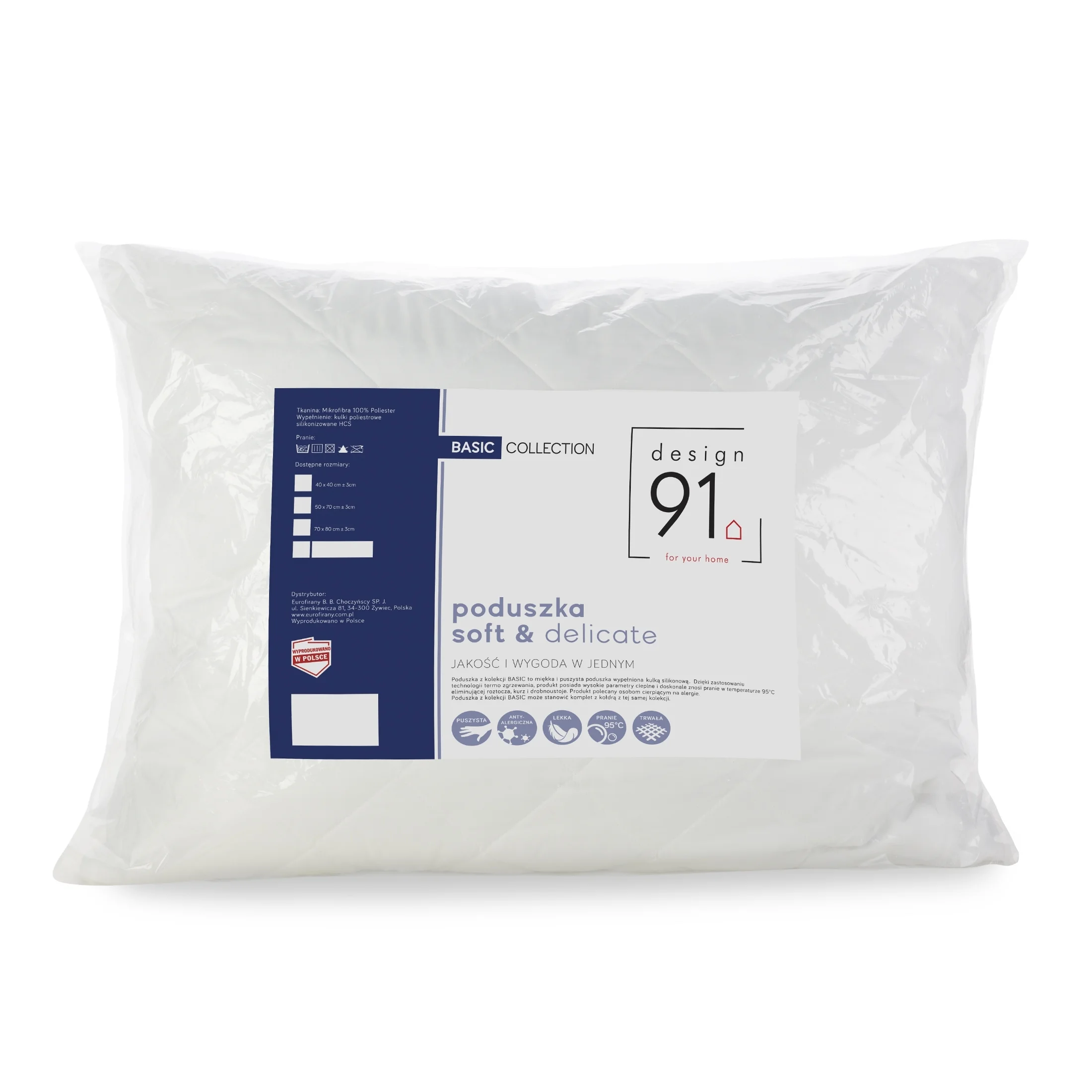 Poduszka wkład do poduszki BASIC SOFT antyalergiczna Design 91