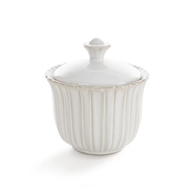 Pojemnik ceramiczny dekoracyjny kremowy z przecieranym wzorem w stylu eko 10x10x11 cm AVRIL Eurofirany