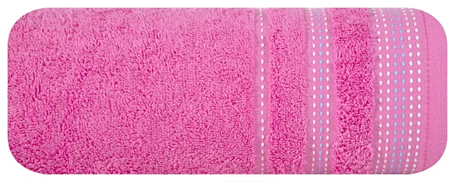 Ręcznik kąpielowy 50x90 cm bawełniany kolor różowy z ozdobnym stębnowaniem 500 g/m2 POLA Eurofirany