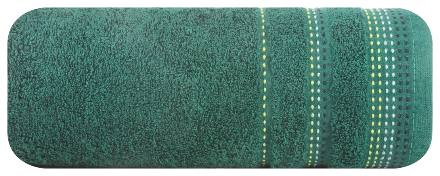 Ręcznik kąpielowy 50x90 cm bawełniany kolor butelkowy zielony z ozdobnym stębnowaniem 500 g/m2 POLA Eurofirany