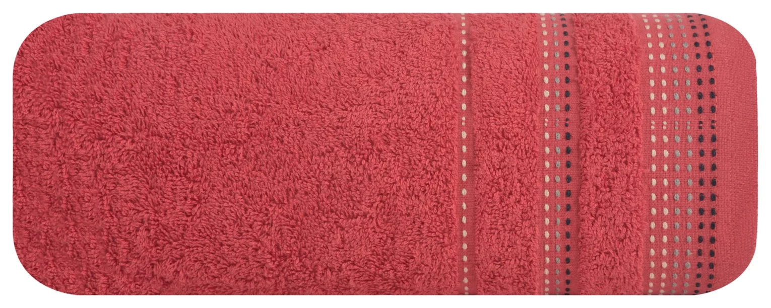 Ręcznik kąpielowy 50x90 cm bawełniany kolor czerwony z ozdobnym stębnowaniem 500 g/m2 POLA Eurofirany