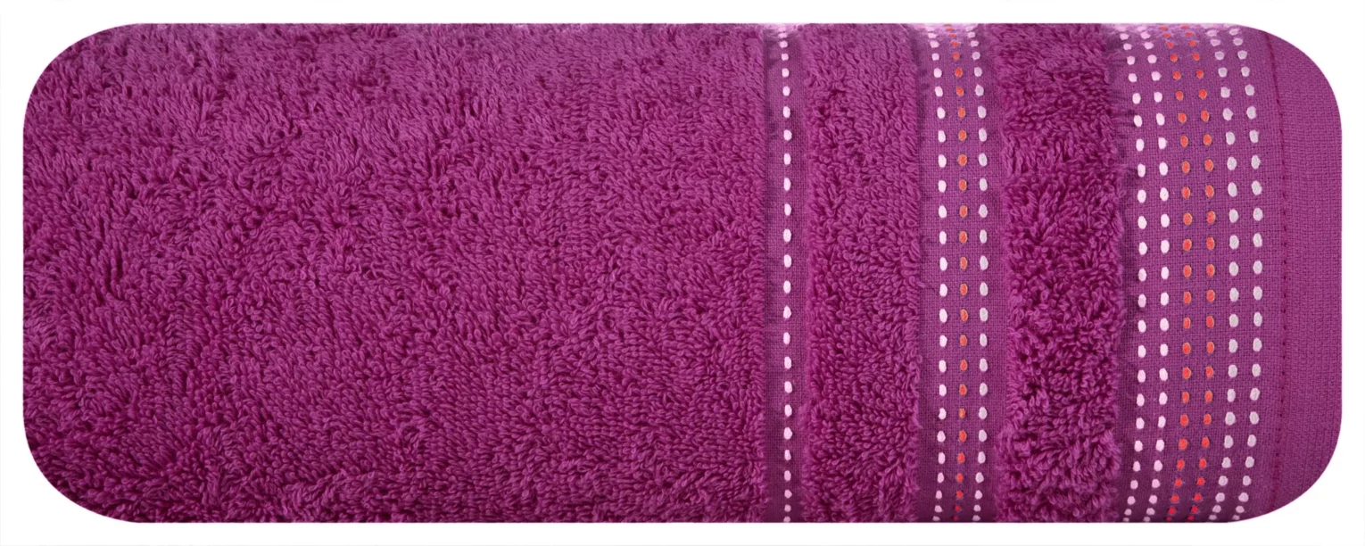Ręcznik kąpielowy 50x90 cm bawełniany kolor fioletowy z ozdobnym stębnowaniem 500 g/m2 POLA Eurofirany