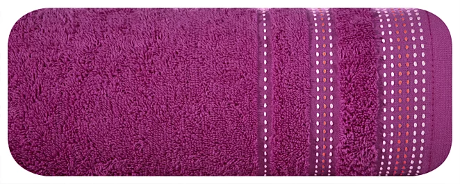 Ręcznik kąpielowy 70x140 cm bawełniany kolor fioletowy z ozdobnym stębnowaniem 500 g/m2 POLA Eurofirany