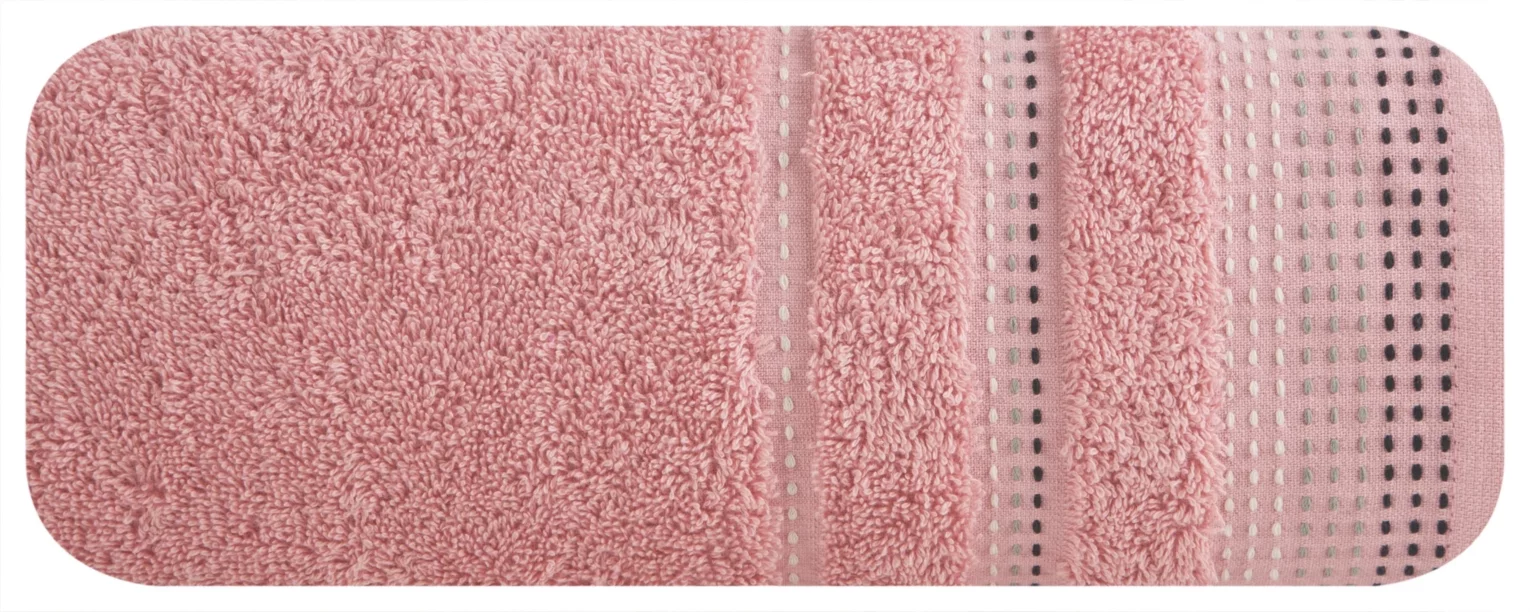 Ręcznik kąpielowy 50x90 cm bawełniany kolor pudrowy róż z ozdobnym stębnowaniem 500 g/m2 POLA Eurofirany