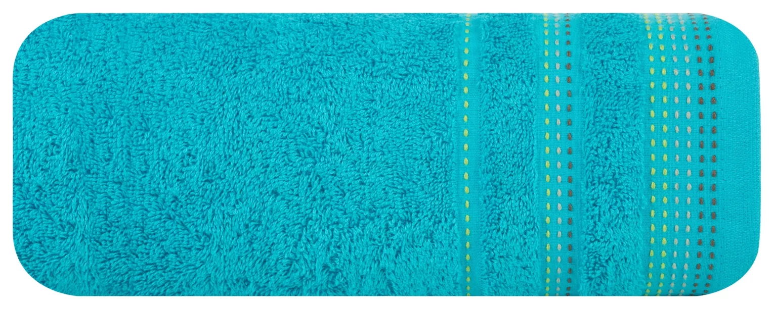 Ręcznik kąpielowy 50x90 cm bawełniany kolor turkusowy z ozdobnym stębnowaniem 500 g/m2 POLA Eurofirany