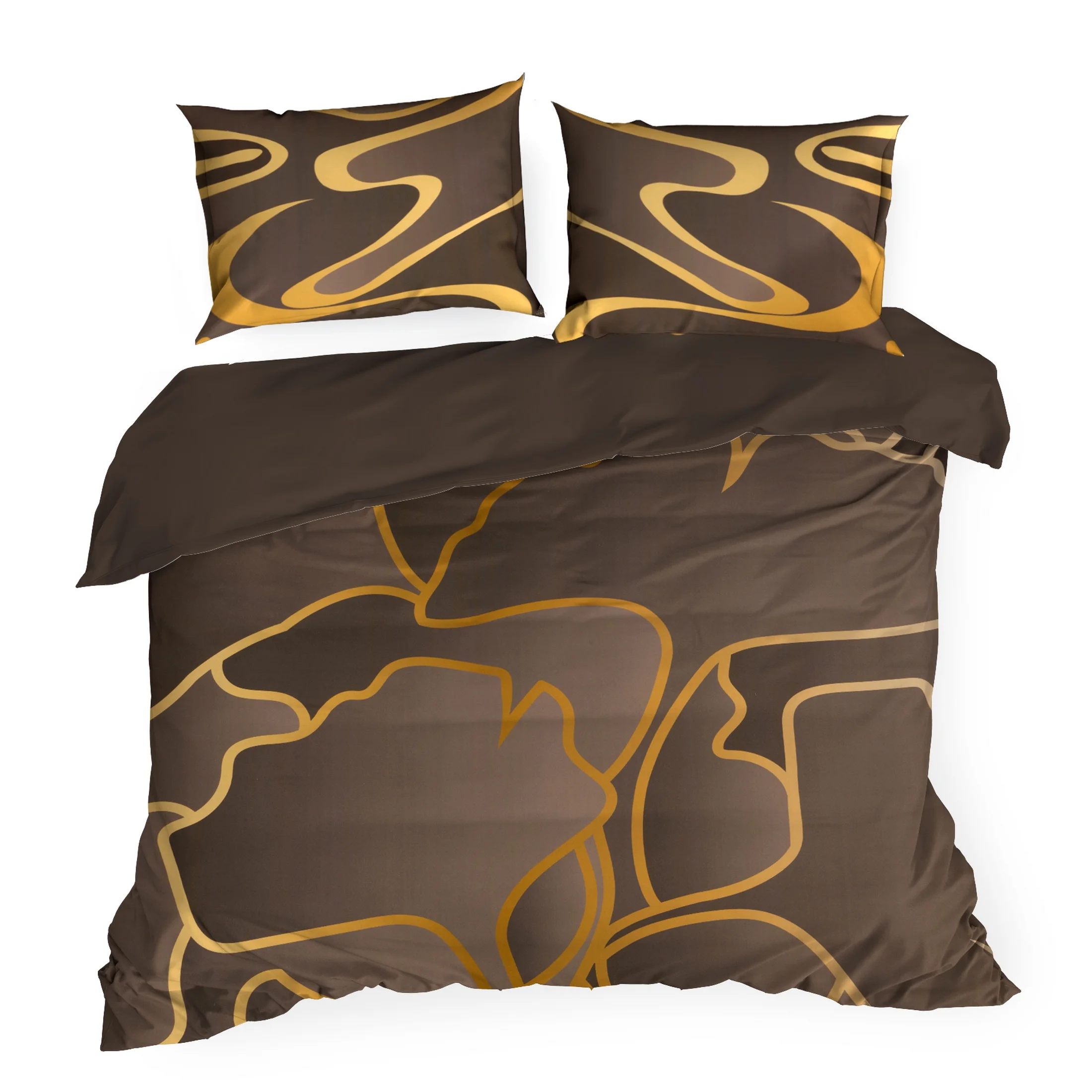 Pościel 220x200 cm z bawełny tencel kolor brązowy, miodowy z fantazyjnym wzorem ALISMA 1 Limited Collection Eurofirany