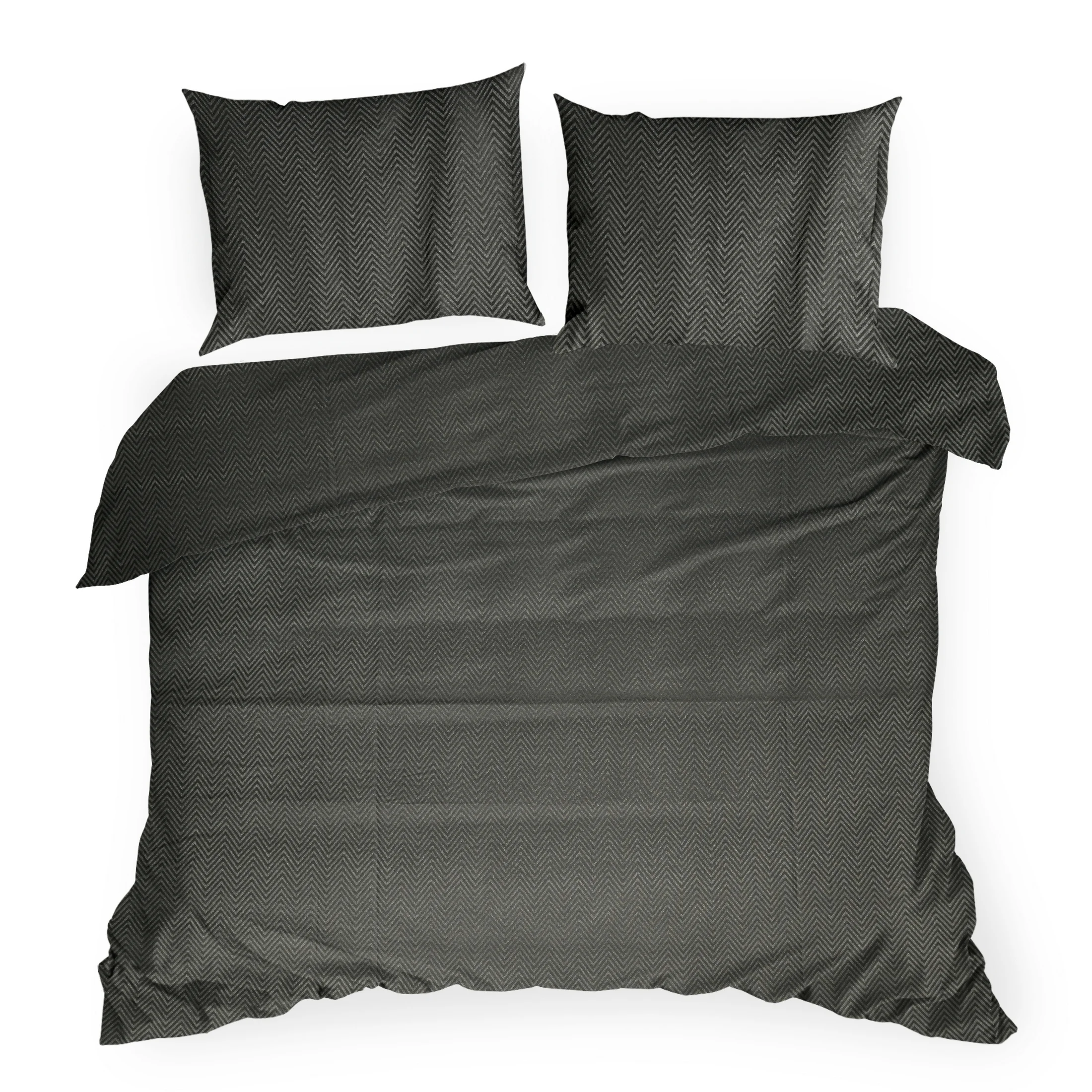 Pościel tencel 160x200 cm komplet 3 częściowy kolor czarny z błyszczącym wzorem zygzaków - ALBA2 Eurofirany