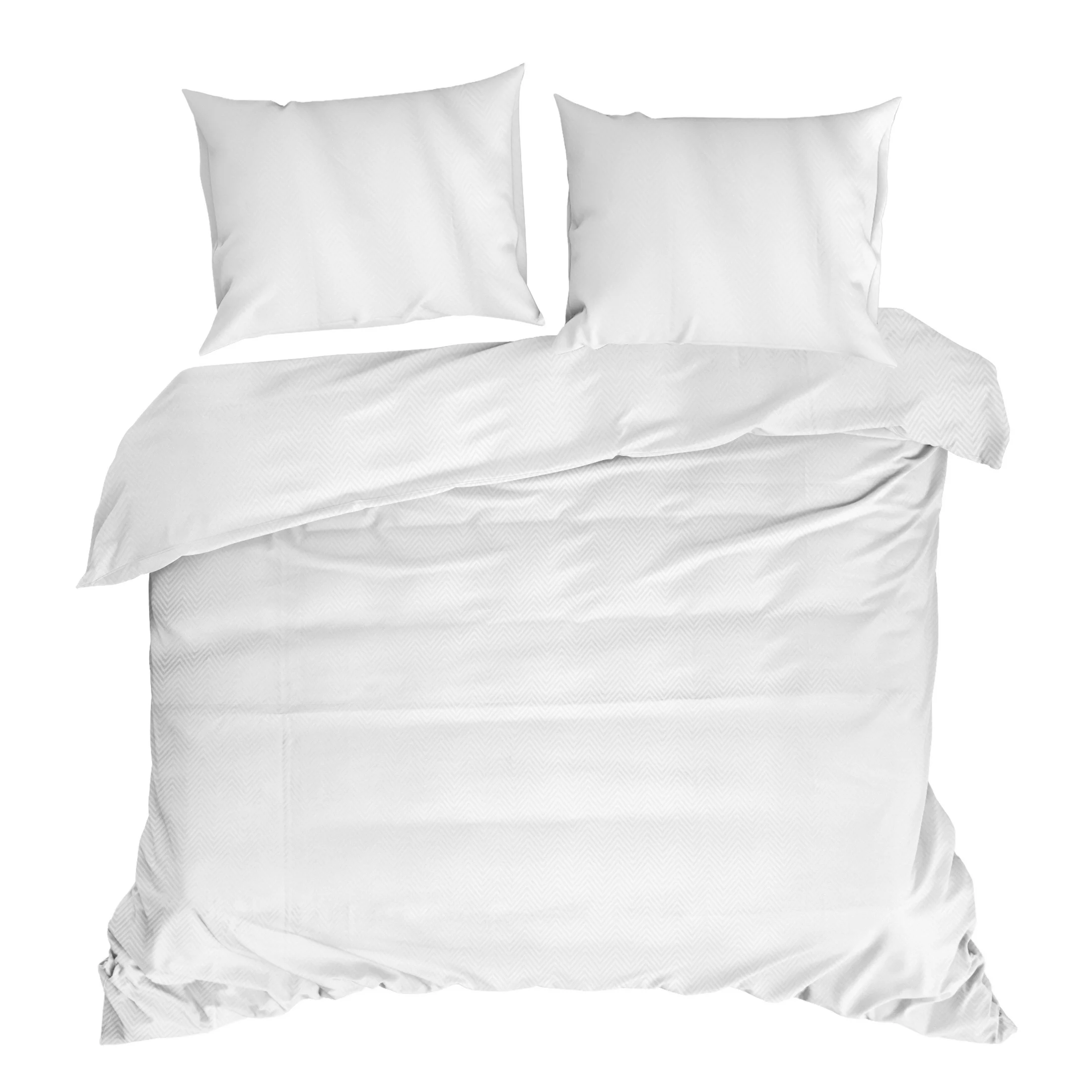 Pościel tencel 220x200 cm komplet 3 częściowy kolor biały z błyszczącym wzorem zygzaków - ALBA1 Eurofirany