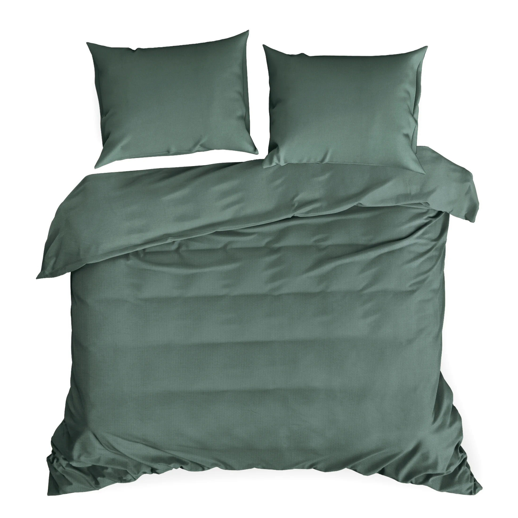 Pościel z adamaszku 160x200 cm komplet 3 częściowy kolor szałwiowy w drobną kostkę VERA1 Eurofirany