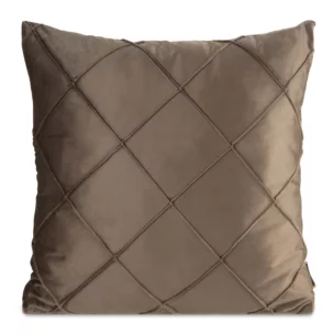Poszewka na poduszkę 45x45 cm welwetowa z ozdobnym geometrycznym przeszywanym wzorem jasnobrązowa NALA EUROFIRANY PREMIUM