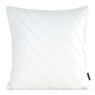 Poszewka na poduszkę 45x45 cm welwetowa z ozdobnym geometrycznym przeszywanym wzorem biała NALA EUROFIRANY PREMIUM