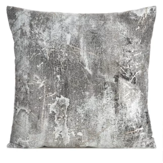 Poszewka na poduszkę 45x45 cm welwetowa zdobiona metalicznym wzorem grafitowa ESTER Eurofirany