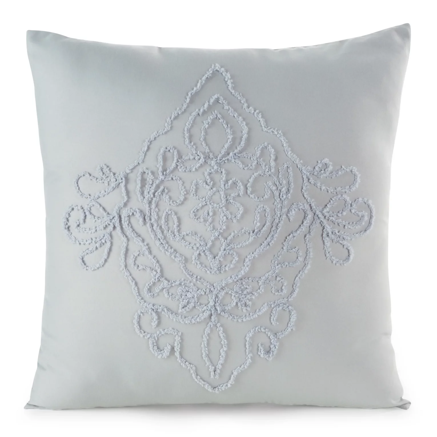 Poszewka na poduszkę 45x45 cm zdobiona ornamentową aplikacją jasnoszara MIRA Eurofirany
