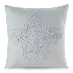Poszewka na poduszkę 45x45 cm zdobiona ornamentową aplikacją jasnoszara MIRA Eurofirany