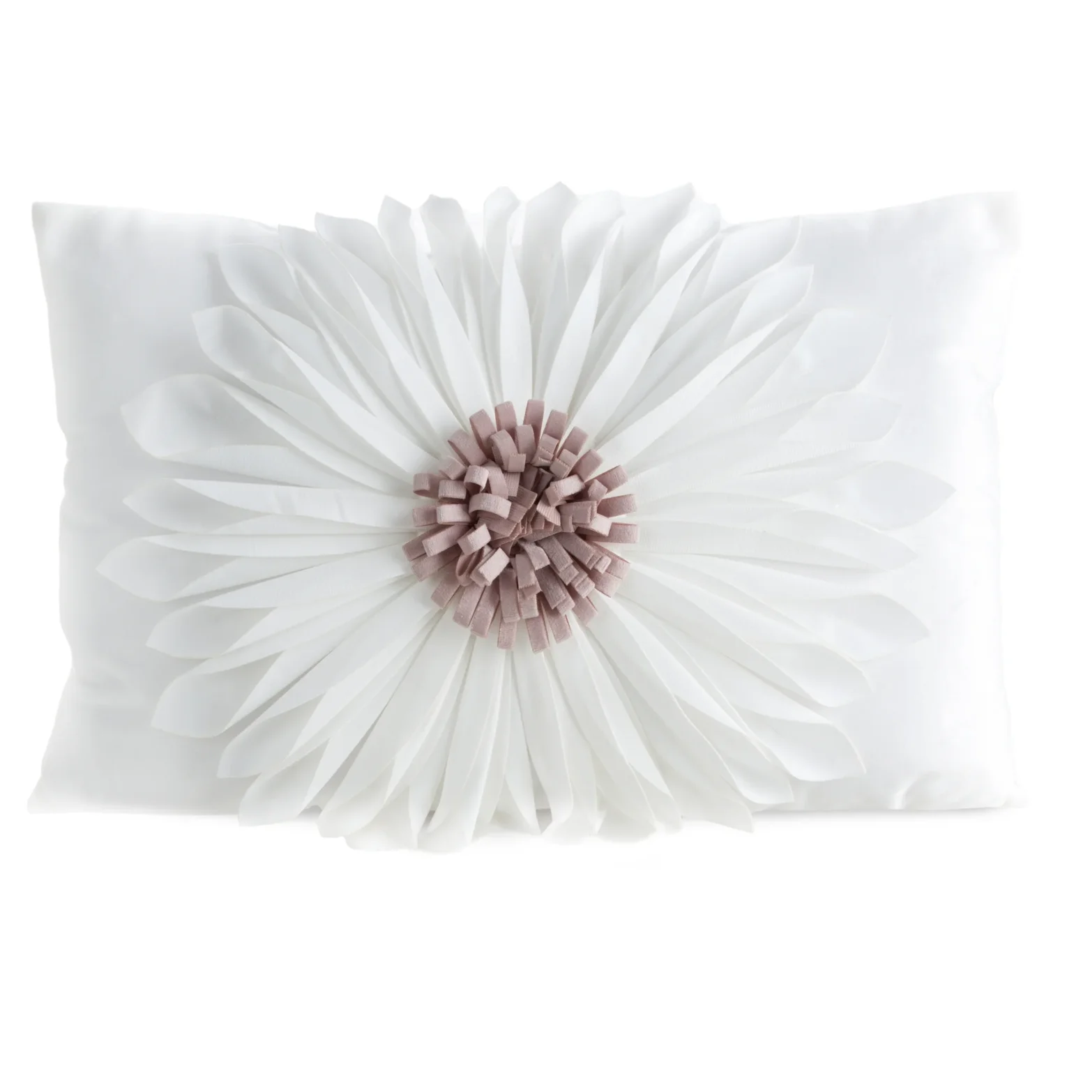 Poszewka na poduszkę 30 x 50 cm z welwetu kolor kremowy zdobiona kwiatem 3D FLORES 3 Eurofirany