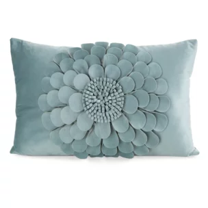 Poszewka na poduszkę 30 x 50 cm z welwetu kolor miętowy zdobiona kwiatem 3D FLORES 2 Eurofirany
