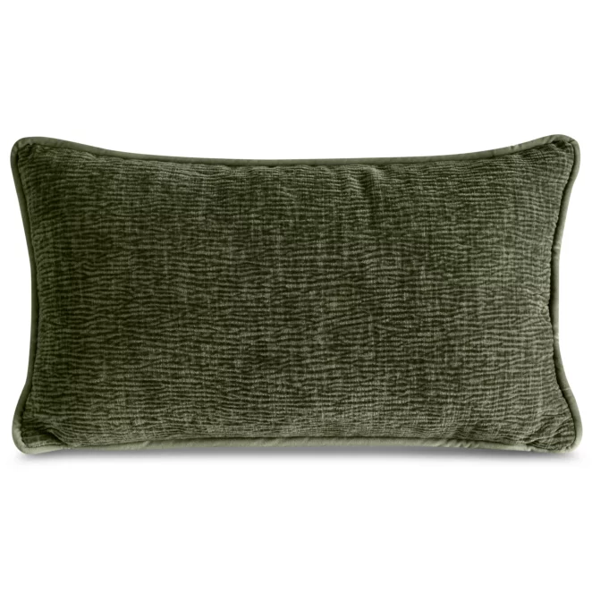 Poszewka na poduszkę 30x50 cm oliwkowa z szenilowej garbowanej tkaniny ROSI Eurofirany