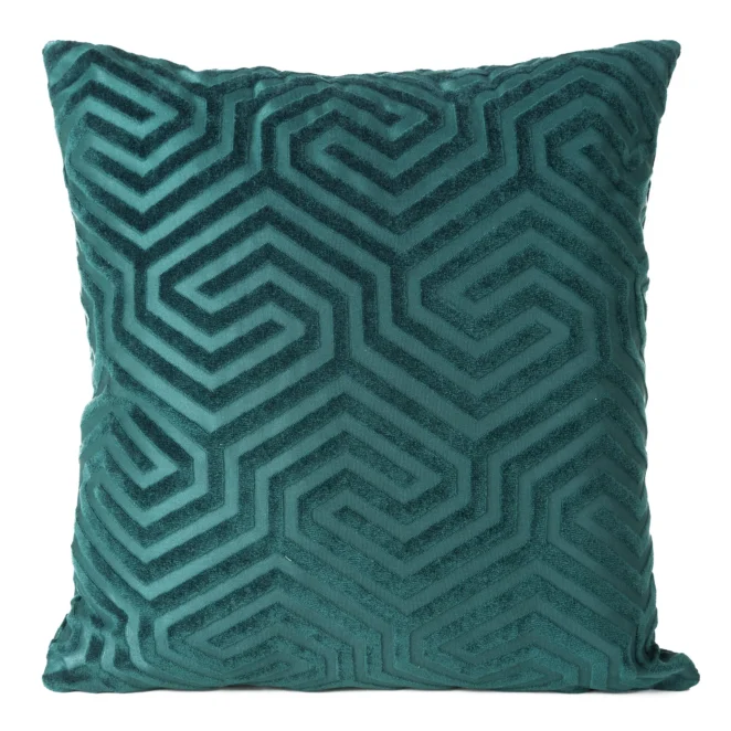 Poszewka na poduszkę 40x40 cm welwetowa z żakardowym geometrycznym wzorem turkusowa INGA PIERRE CARDIN Eurofirany