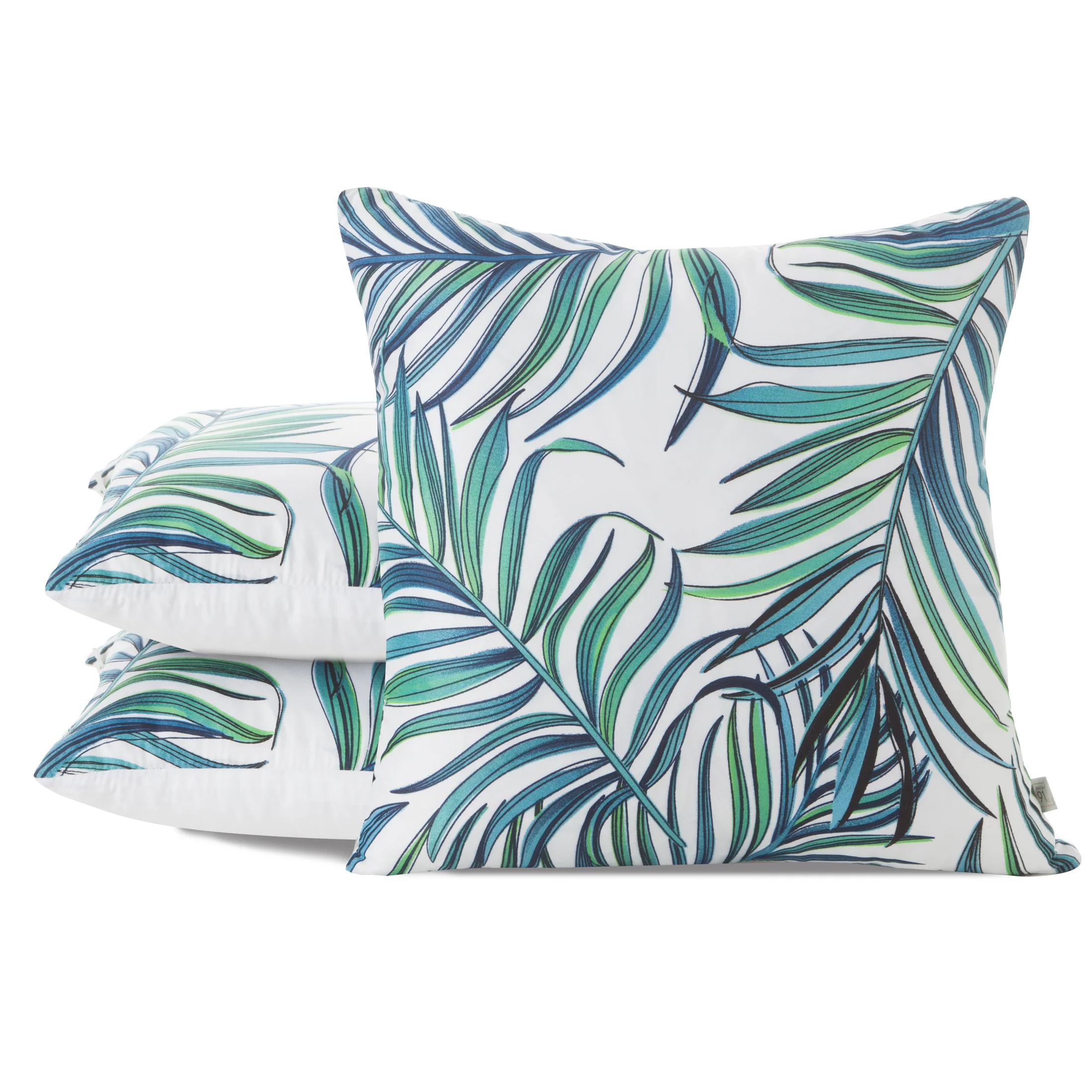 Poszewka na poduszkę 40x40 cm z nadrukiem palmowych liści biało, zielona PALMS DESIGN 91 Eurofirany