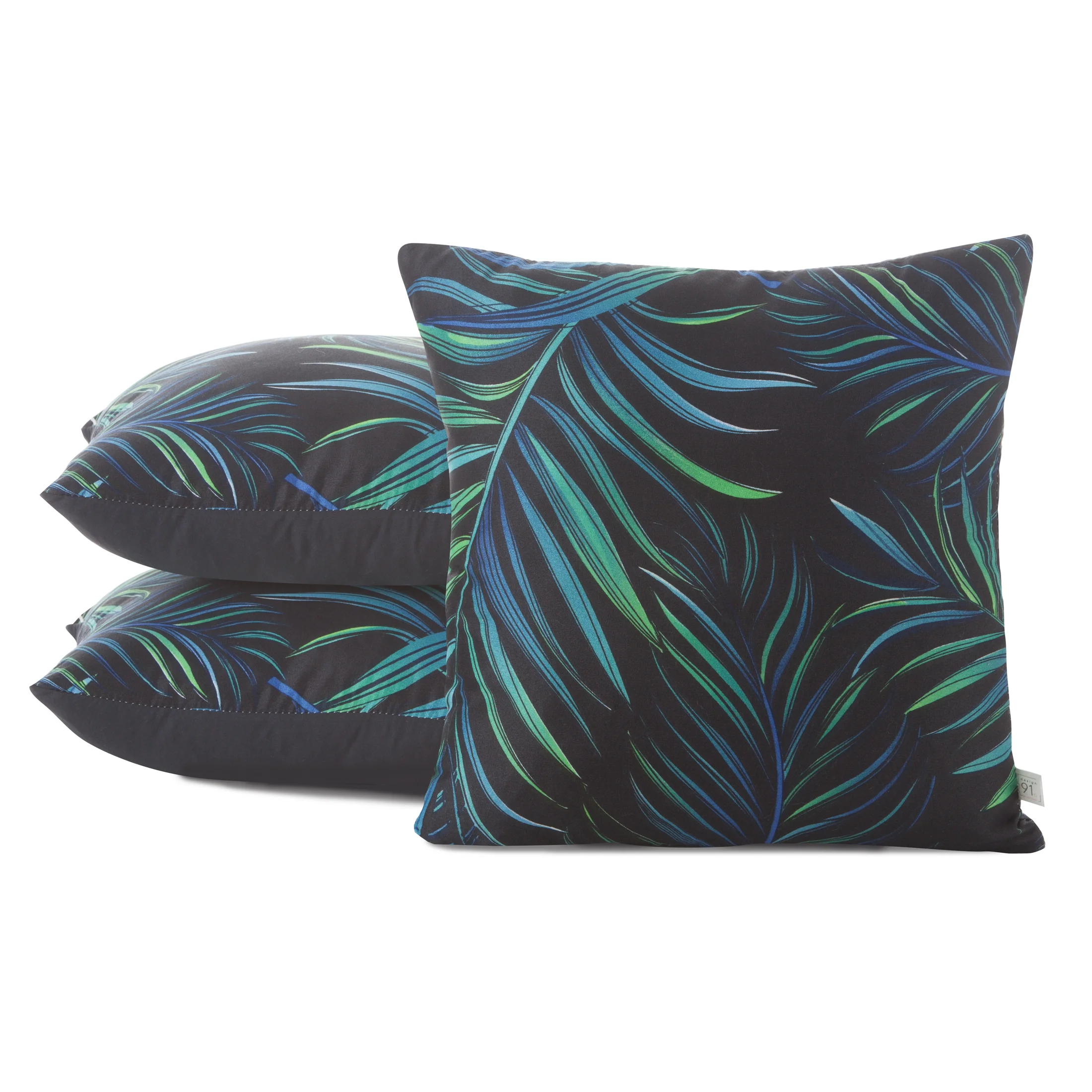 Poszewka na poduszkę 40x40 cm z nadrukiem palmowych liści czarno, zielona PALMS DESIGN 91 Eurofirany
