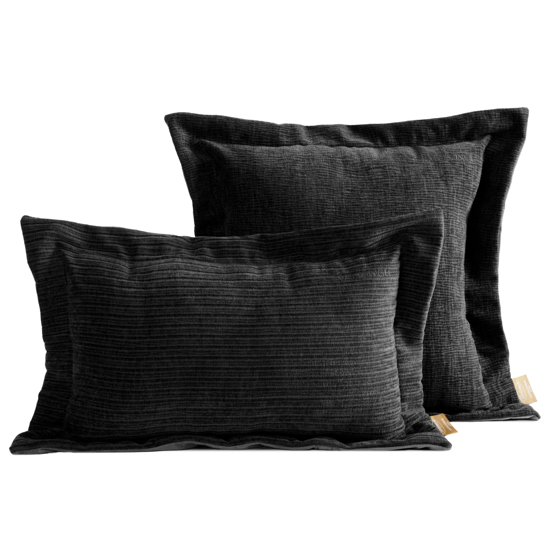 Poszewka na poduszkę 40x60 cm z szenilowej tkaniny czarna w drobne prążki Eva Minge Elegante Eurofirany