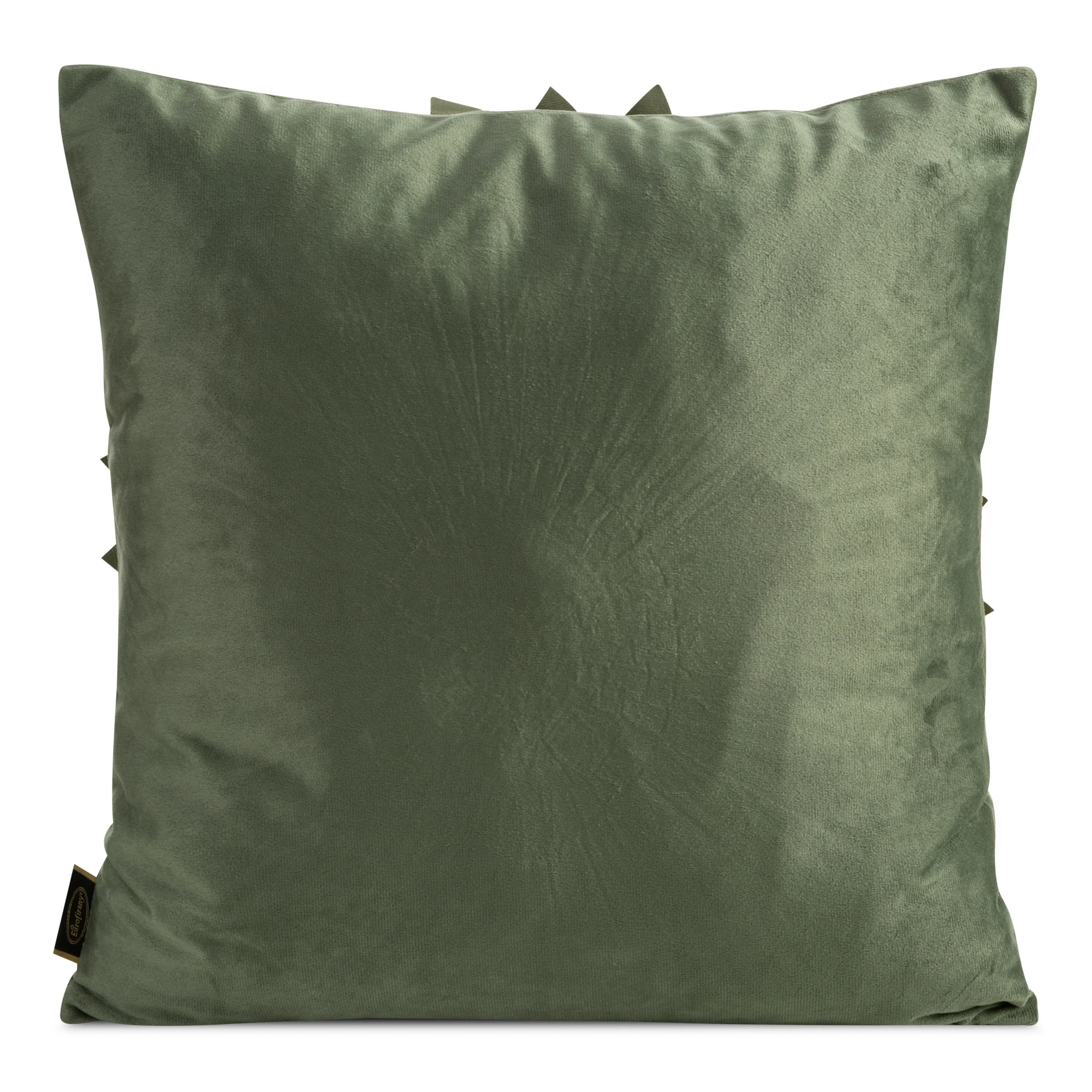 Poszewka na poduszkę 45 x 45 cm z welwetu kolor oliwkowo-kremowy zdobiona dużym kwiatem 3D FLORES 3 Eurofirany