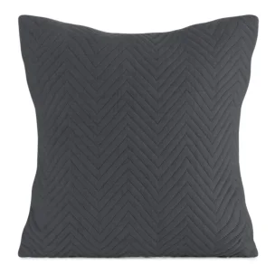 Poszewka na poduszkę 45x45 cm o strukturze lnu pikowana metodą hot press w wzór jodełki grafitowa LEN EUROFIRANY PREMIUM