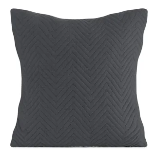 Poszewka na poduszkę 45x45 cm o strukturze lnu pikowana metodą hot press w wzór jodełki grafitowa LEN EUROFIRANY PREMIUM