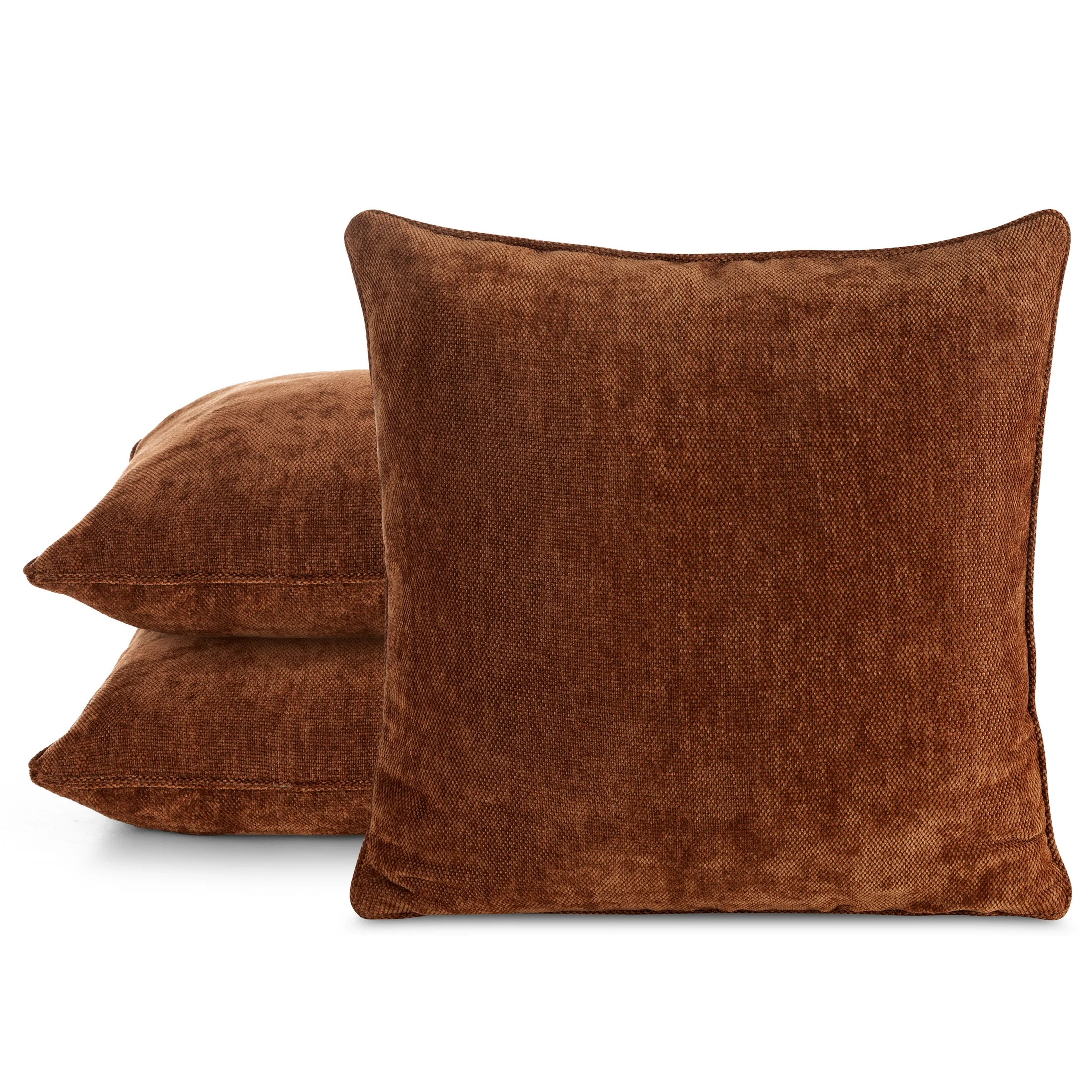 Poszewka na poduszkę 45x45 cm ruda z szenilowej tkaniny z elegancką lamówką NESKA Eurofirany