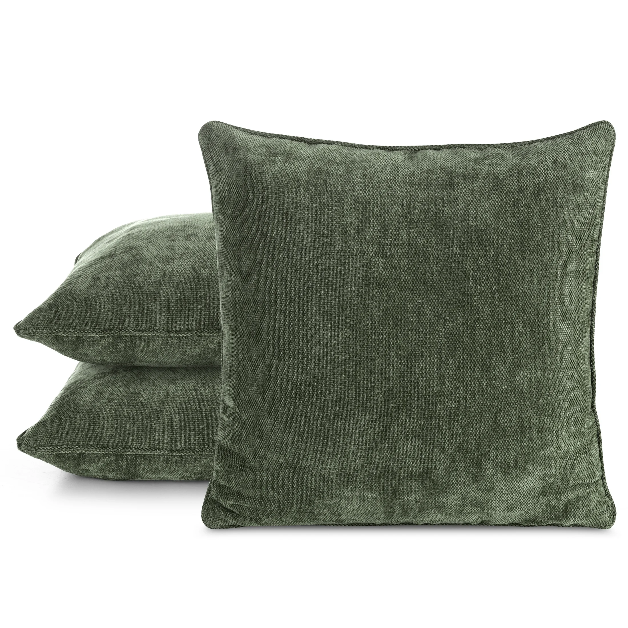 Poszewka na poduszkę 45x45 cm szałwiowa z szenilowej tkaniny z elegancką lamówką NESKA Eurofirany