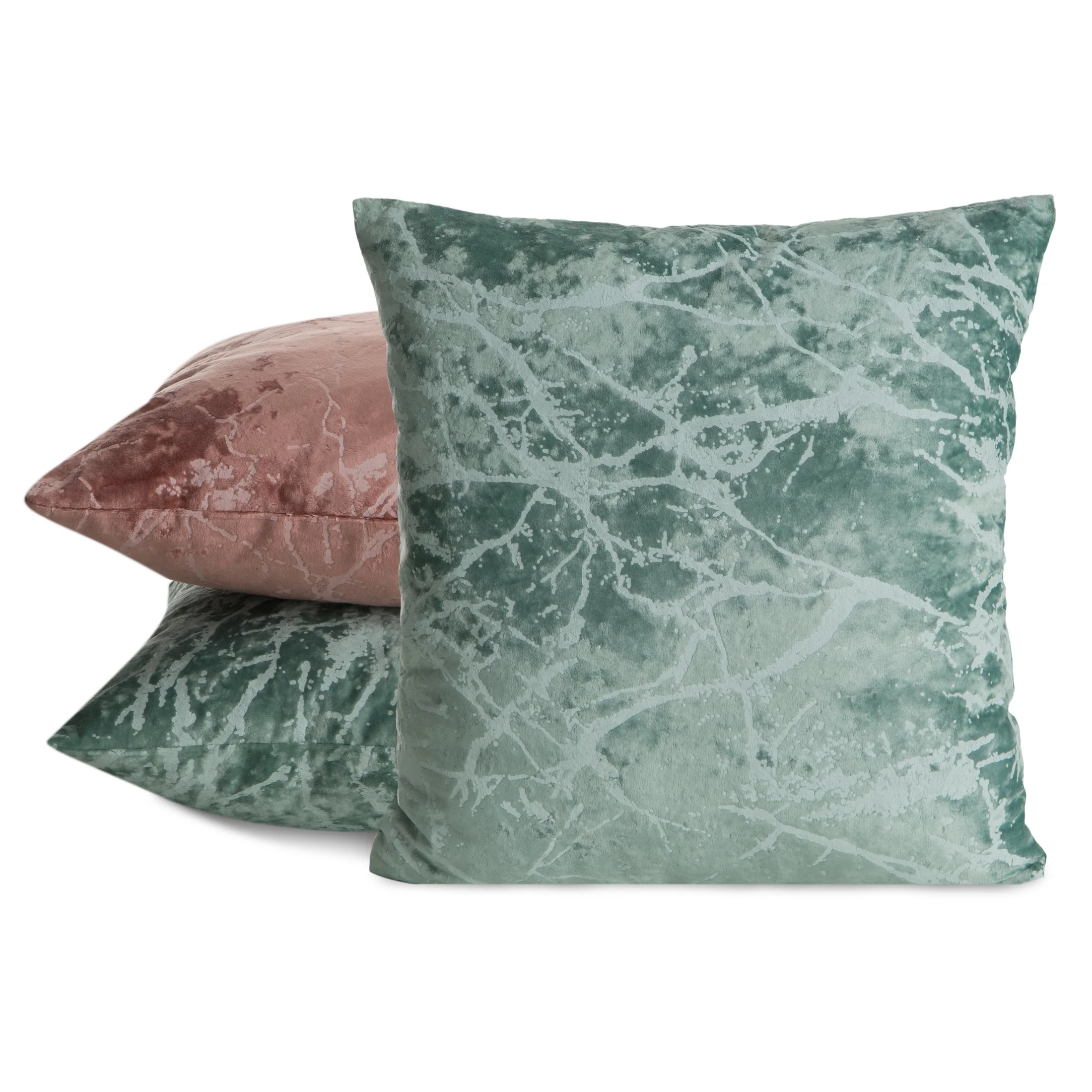 Poszewka na poduszkę 45x45 cm welwetowa z marmurkowym wzorem zielona VELVET 72 EUROFIRANY PREMIUM