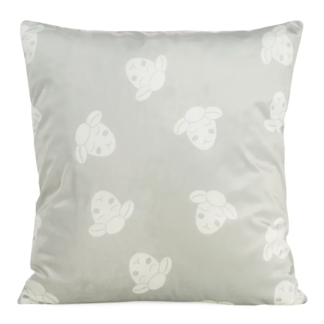 Poszewka na poduszkę 45x45 cm welwetowa z motywem słodkich baranków popielato, biała KIDS DESIGN 91 Eurofirany