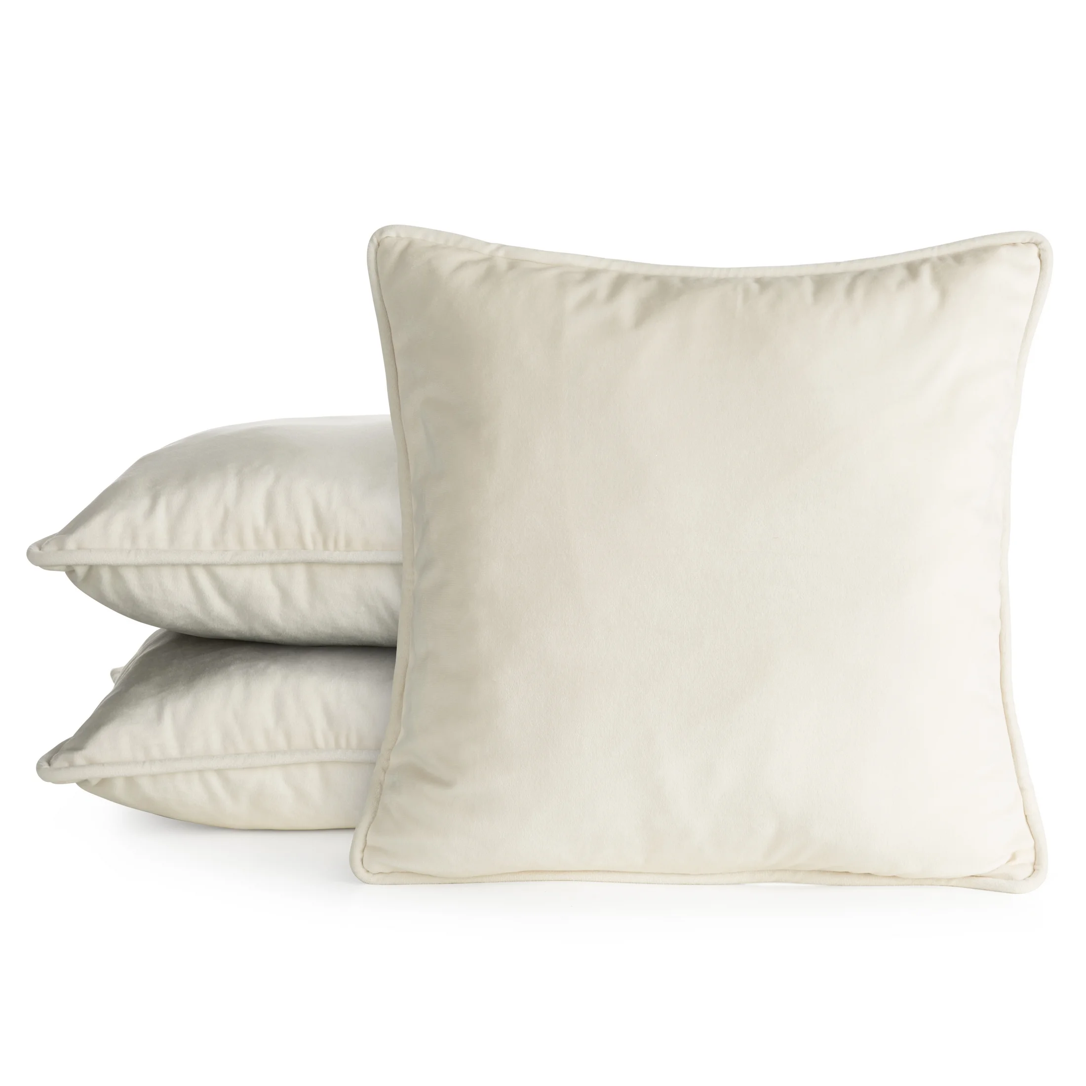 Poszewka na poduszkę 45x45 cm welwetowa z ozdobną wypustką kremowa VELVET 147 EUROFIRANY PREMIUM