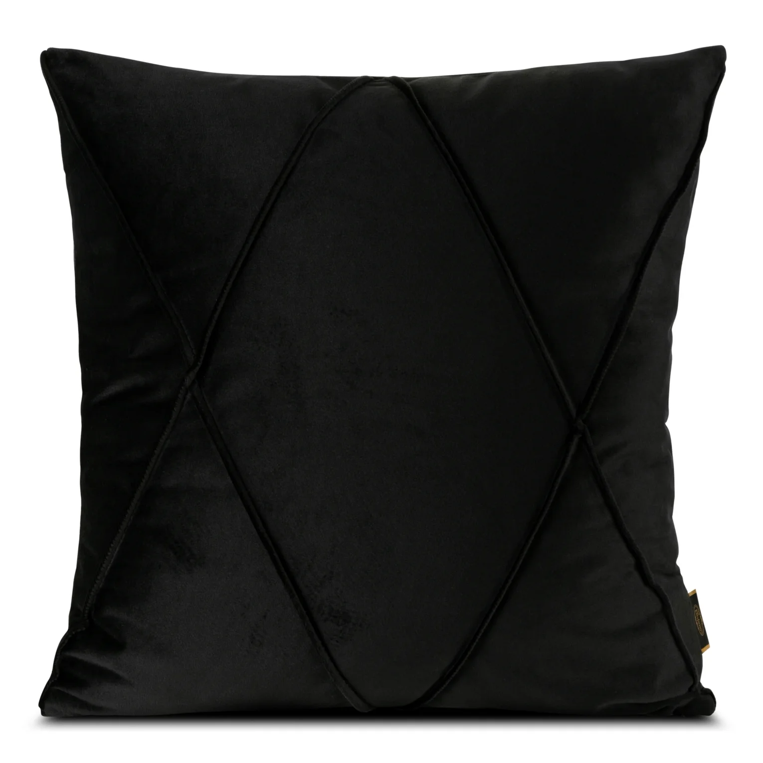 Poszewka na poduszkę 45x45 cm welwetowa z ozdobnym geometrycznym przeszywanym wzorem czarna NALA 1 EUROFIRANY PREMIUM