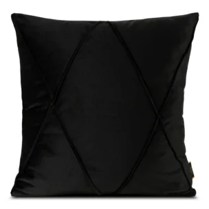 Poszewka na poduszkę 45x45 cm welwetowa z ozdobnym geometrycznym przeszywanym wzorem czarna NALA 1 EUROFIRANY PREMIUM