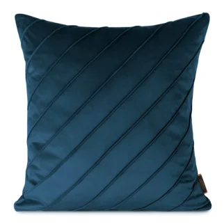 Poszewka na poduszkę 45x45 cm welwetowa z ozdobnym geometrycznym przeszywanym wzorem granatowa NALA EUROFIRANY PREMIUM