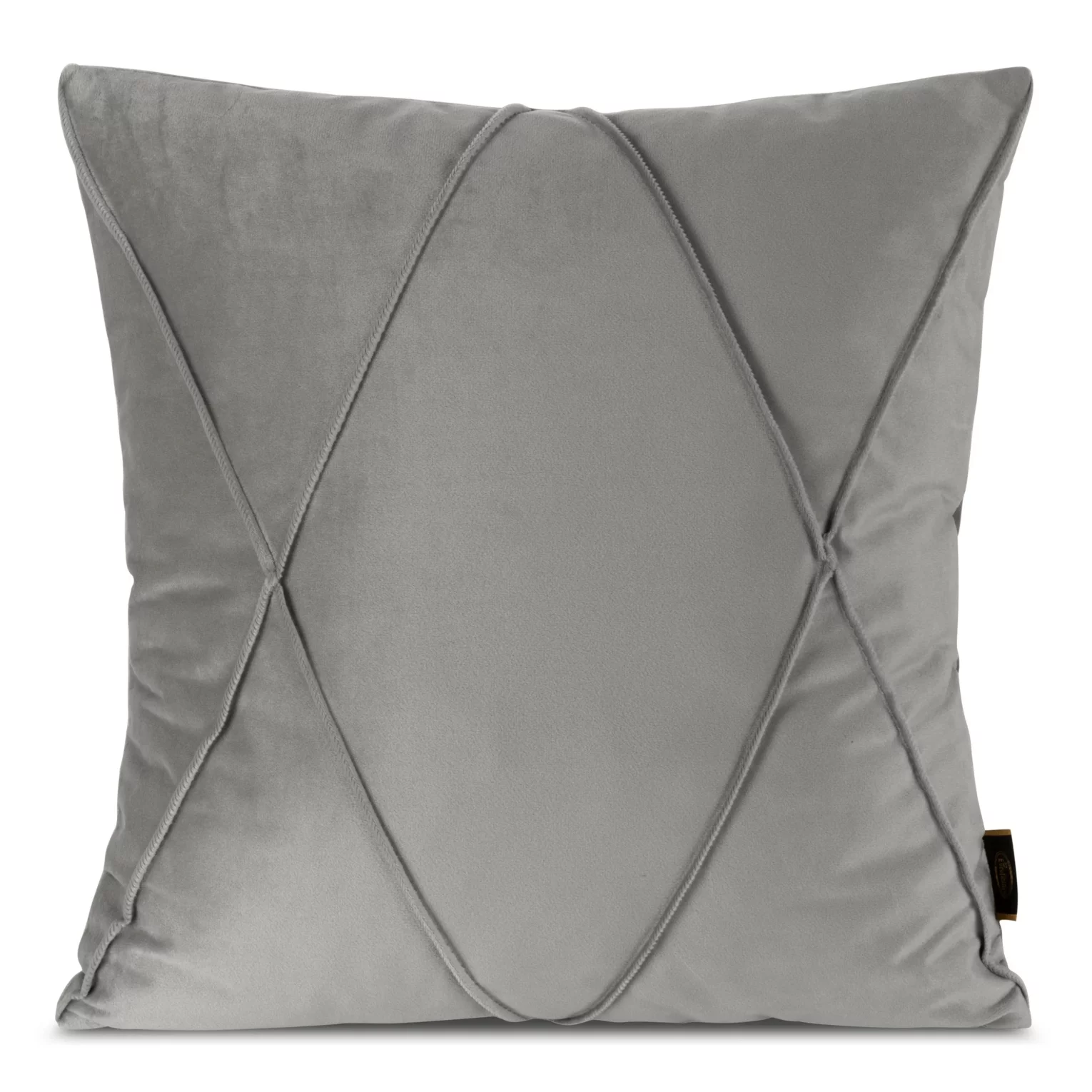 Poszewka na poduszkę 45x45 cm welwetowa z ozdobnym geometrycznym przeszywanym wzorem srebrna NALA 1 EUROFIRANY PREMIUM