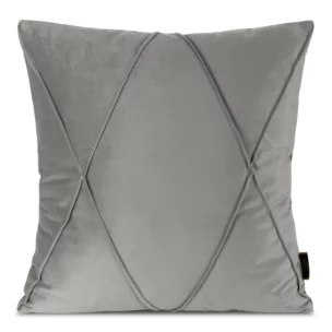 Poszewka na poduszkę 45x45 cm welwetowa z ozdobnym geometrycznym przeszywanym wzorem srebrna NALA 1 EUROFIRANY PREMIUM