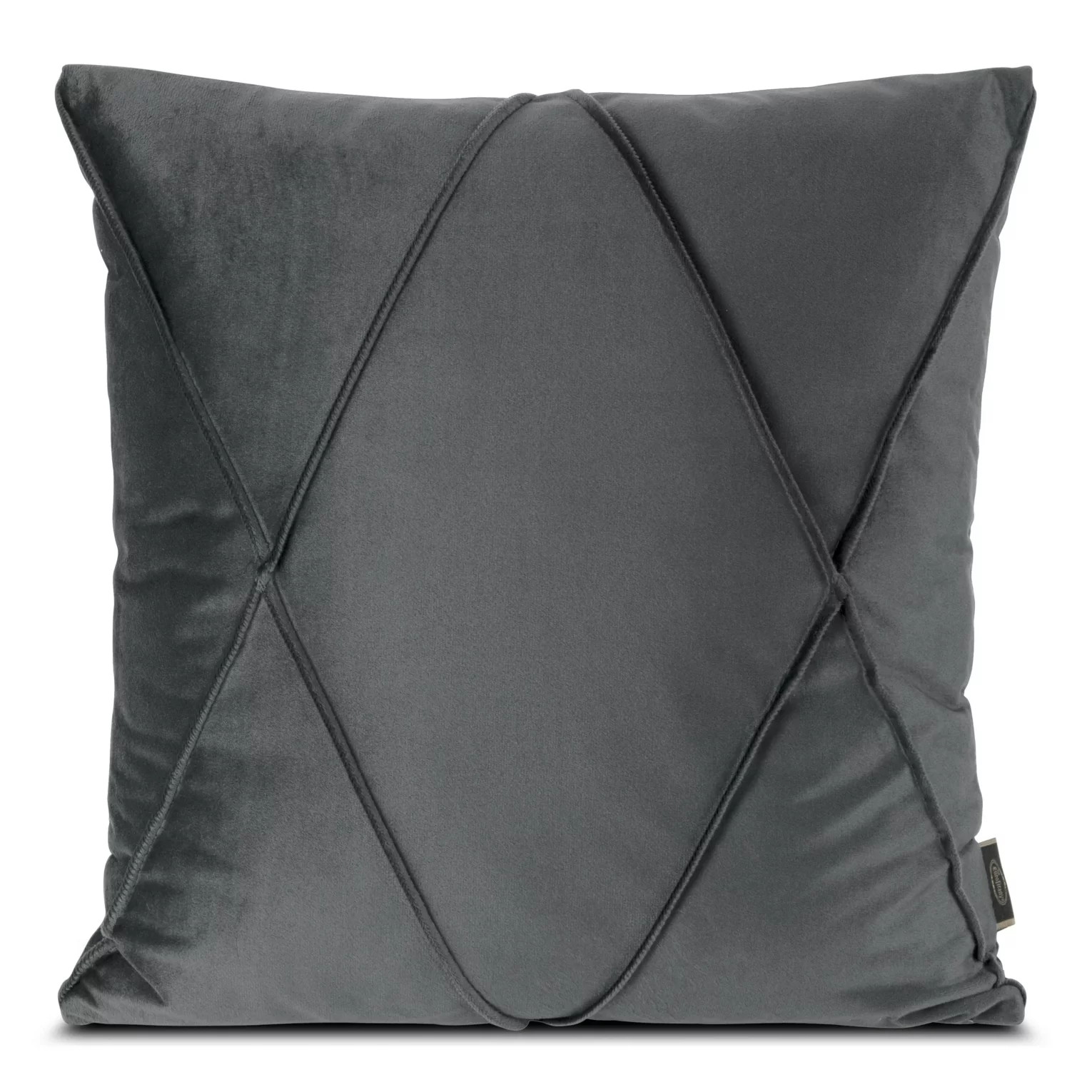 Poszewka na poduszkę 45x45 cm welwetowa z ozdobnym geometrycznym przeszywanym wzorem stalowa NALA 1 EUROFIRANY PREMIUM