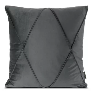 Poszewka na poduszkę 45x45 cm welwetowa z ozdobnym geometrycznym przeszywanym wzorem stalowa NALA 1 EUROFIRANY PREMIUM