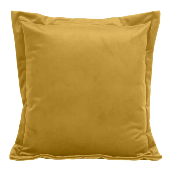 Poszewka na poduszkę 45x45 cm welwetowa z ozdobnymi brzegami musztardowa RIA DIVA LINE Eurofirany