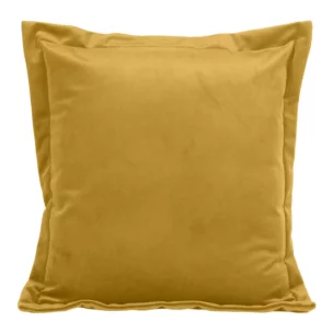 Poszewka na poduszkę 45x45 cm welwetowa z ozdobnymi brzegami musztardowa RIA DIVA LINE Eurofirany