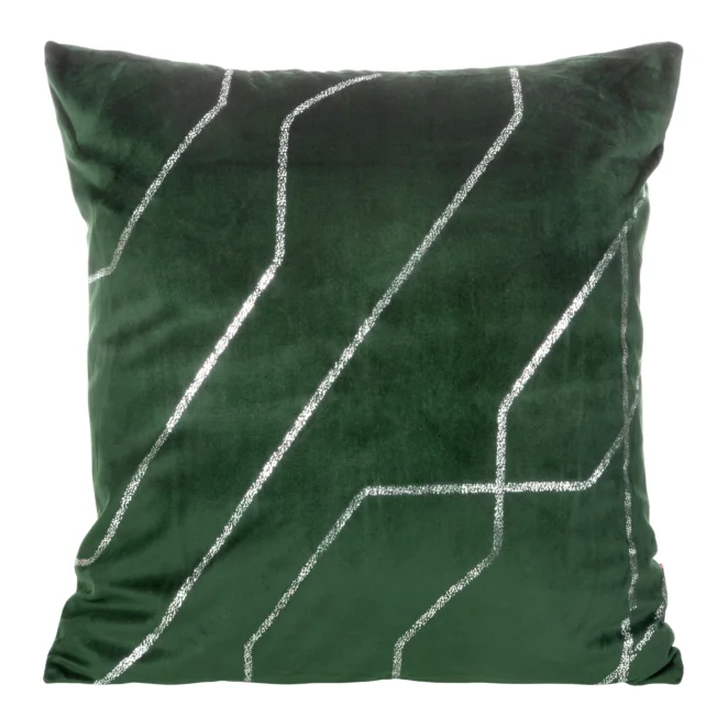 Poszewka na poduszkę 45x45 cm welwetowa z srebrnym nadrukiem ciemnozielona BLINK 37 Eurofirany