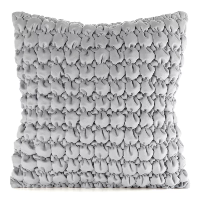 Poszewka na poduszkę 45x45 cm welwetowa zdobiona wzorem 3D srebrna VELVET 193 EUROFIRANY PREMIUM