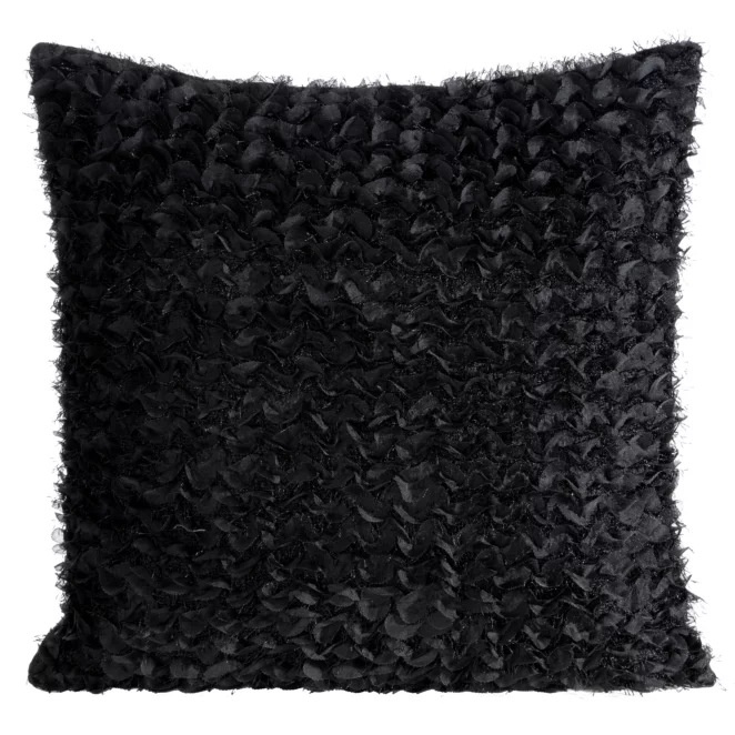 Poszewka na poduszkę 45x45 cm z tkaniny szyfonowej zdobiona moherową nicią czarna TIFFANY EVA MINGE Eurofirany
