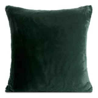 Poszewka na poduszkę 60x60 cm ciemnozielona z miękkiej futrzanej tkaniny NINA Eurofirany