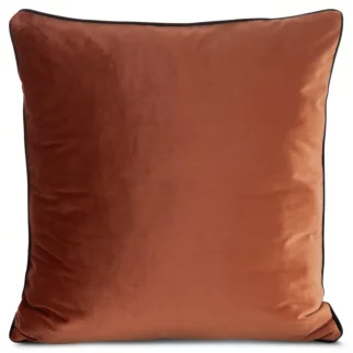 Poszewka na poduszkę 60x60 cm welwetowa o delikatnym połysku z ozdobną lamówką ceglasta GAJA 2 Eurofirany
