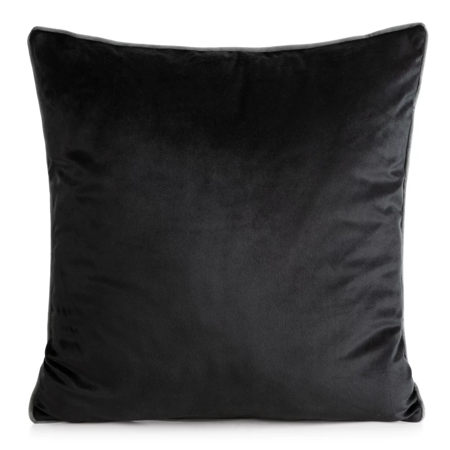 Poszewka na poduszkę 60x60 cm welwetowa o delikatnym połysku z ozdobną lamówką czarna GAJA 2 Eurofirany
