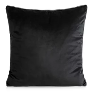 Poszewka na poduszkę 60x60 cm welwetowa o delikatnym połysku z ozdobną lamówką czarna GAJA 2 Eurofirany